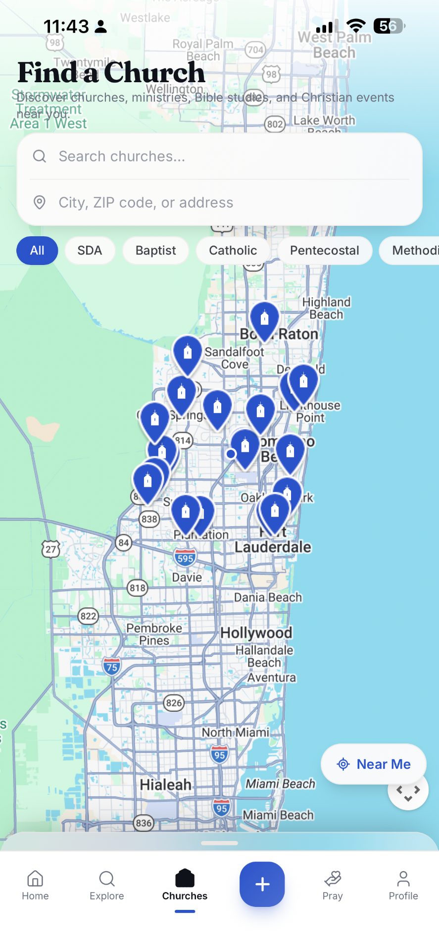 JoinFaithConnect Find a Church screen